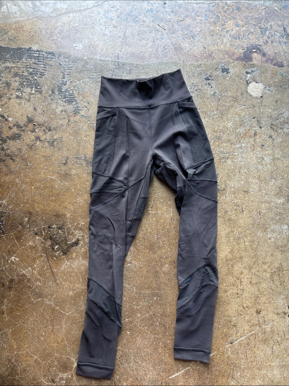 Lululemon Wunder Train High-Rise Black Performance Leggings with Mesh Cutouts